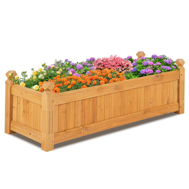 Wooden Raised Garden Bed with Drainage System for Garden