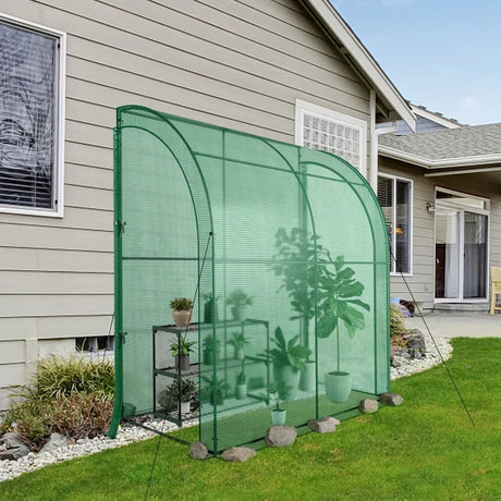 7 x 3.5 x 7 Feet Lean-to Greenhouse with Flower Rack