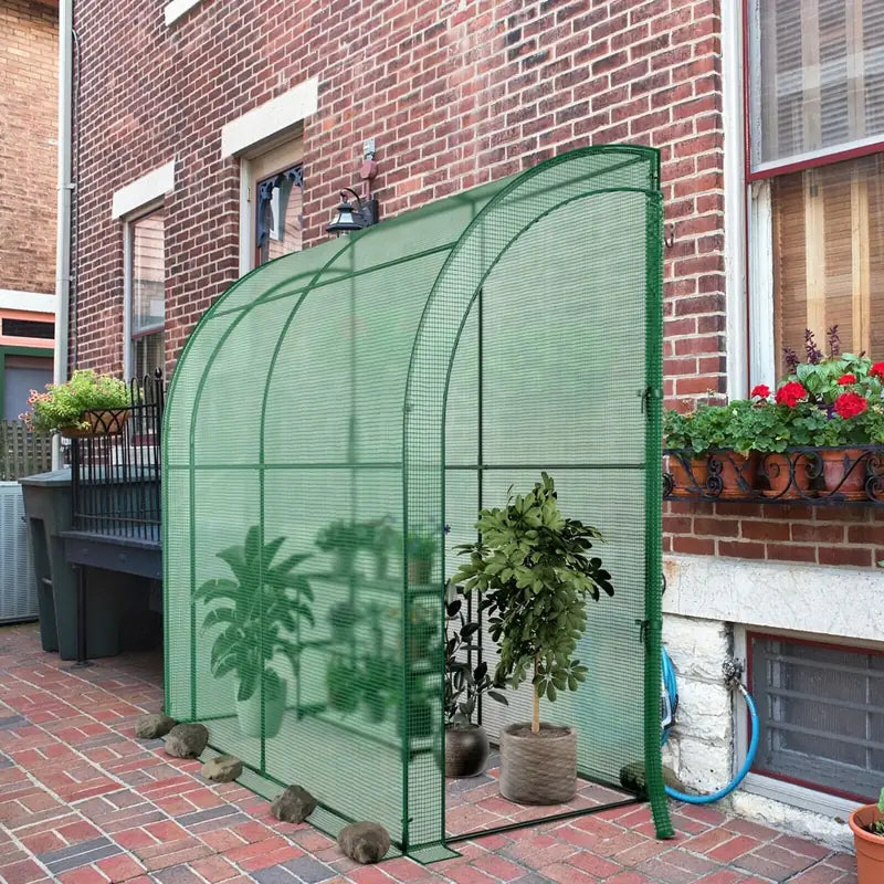 7 x 3.5 x 7 Feet Lean-to Greenhouse with Flower Rack