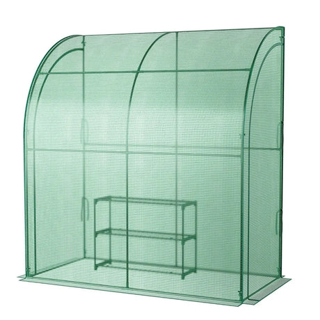 7 x 3.5 x 7 Feet Lean-to Greenhouse with Flower Rack
