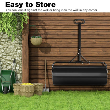 Metal Lawn Roller with Detachable Gripping Handle-Black