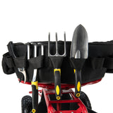Cushioned Rolling Garden Cart Scooter with Storage Basket and Tool Pouch-Black & Red