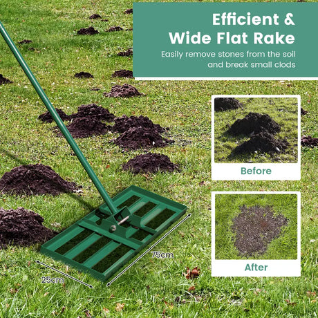 30/36/42 x 10 Inch Lawn Leveling Rake with Ergonomic Handle-30 inches