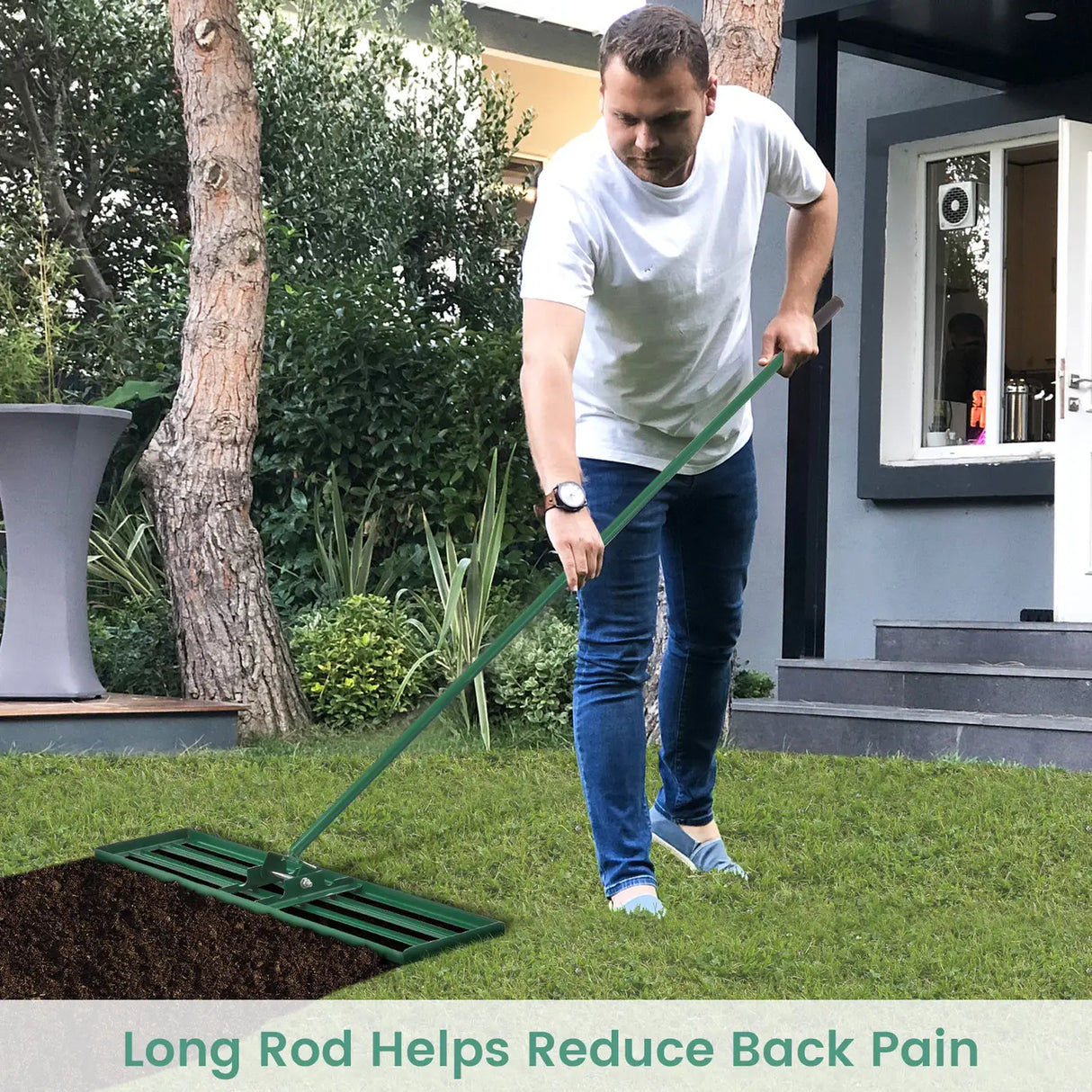 30/36/42 x 10 Inch Lawn Leveling Rake with Ergonomic Handle-42 inches