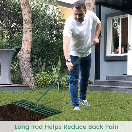 30/36/42 x 10 Inch Lawn Leveling Rake with Ergonomic Handle-42 inches