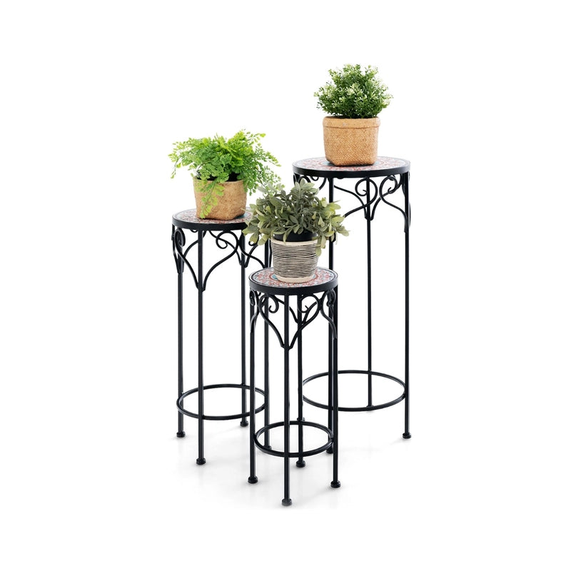 Decorative Flower Display Holder with Ceramic Top for Patio