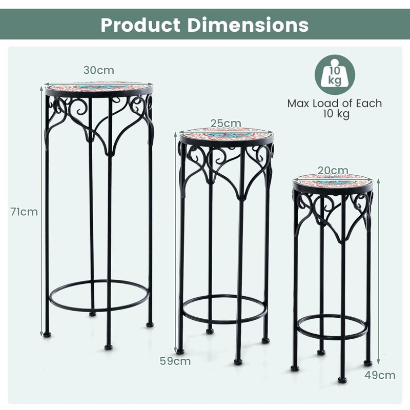 Decorative Flower Display Holder with Ceramic Top for Patio