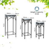 Metal Plant Stand Set of 3 with Mosaic Tile-Blue