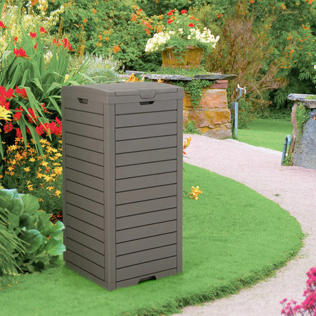 31 Gallon Large Outdoor Trash Can with Lid and Pull-out Liquid Drawer