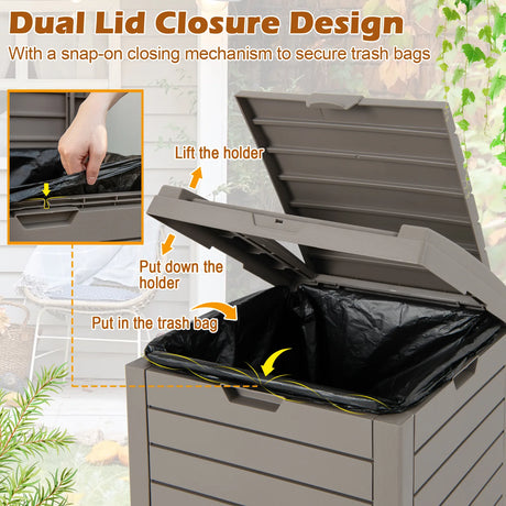 31 Gallon Large Outdoor Trash Can with Lid and Pull-out Liquid Drawer