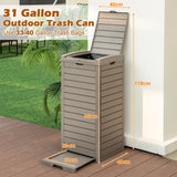 31 Gallon Large Outdoor Trash Can with Lid and Pull-out Liquid Drawer