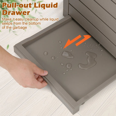 31 Gallon Large Outdoor Trash Can with Lid and Pull-out Liquid Drawer