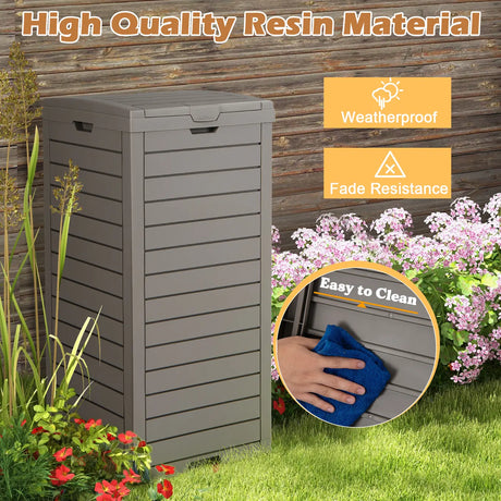 31 Gallon Large Outdoor Trash Can with Lid and Pull-out Liquid Drawer