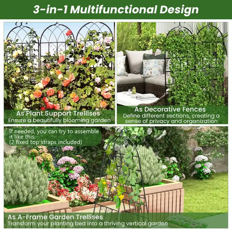 2/4 Pack 71 x 20 Inch Metal Garden Trellis for Climbing Plants-Set of 4