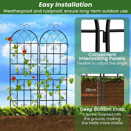 2/4 Pack 71 x 20 Inch Metal Garden Trellis for Climbing Plants-Set of 4