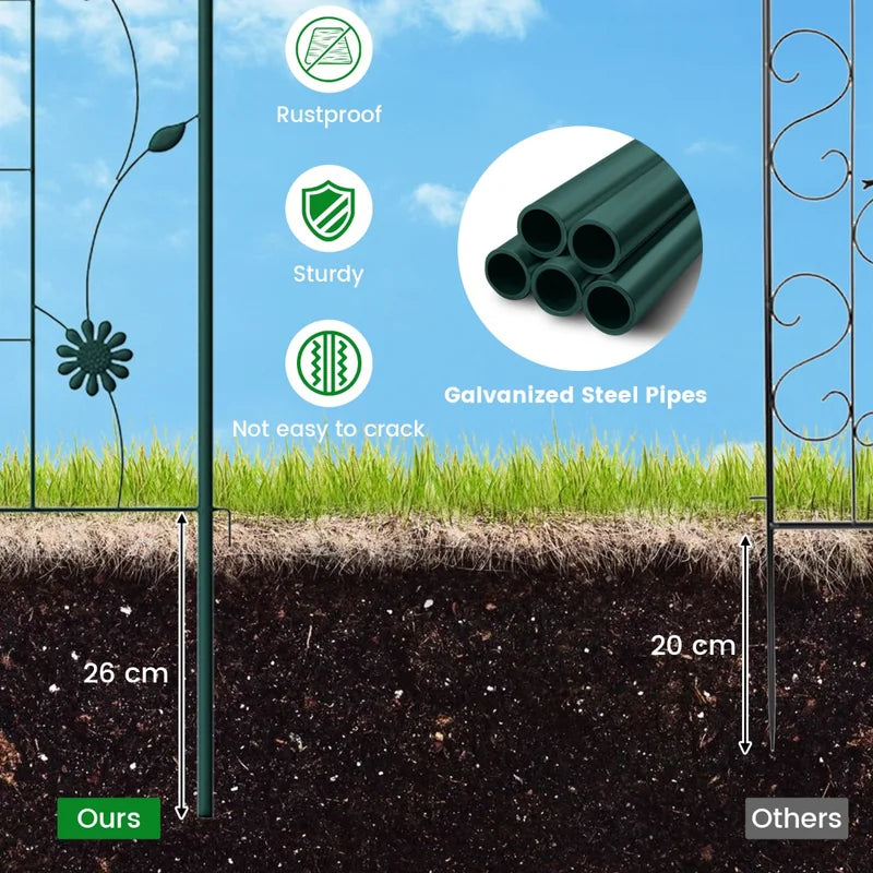 2 Pack 71 x 20 Inch Metal Garden Trellis Rustproof Plant Support for Climbing Plants-Green