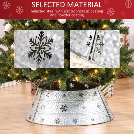 HOMCOM 66cm Hammered Steel Christmas Tree Base Collar