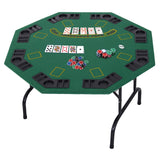 HOMCOM 8 Player Folding Games Poker Table with Chip Cup Holder Steel Base Felt Top Octagon Blackjack Green