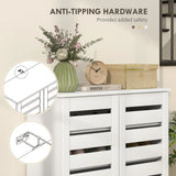 HOMCOM Narrow Shoe Cabinet for Entryway, 5-Tier Slim Shoe Storage Cabinet with 2 Slatted Doors and Adjustable Shelves