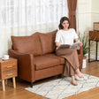 HOMCOM Faux Leather Marble-Effect Two-Seater Sofa - Brown