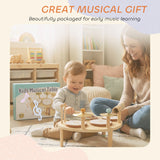 AIYAPLAY Baby Drum Kit, Wooden Kids Musical Instruments with Drums and Xylophone, Gifts for Girls Boys Birthday, Natural
