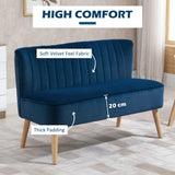 HOMCOM Modern Double Seat Sofa Foam Padding High Back Soft Comfortable Compact Couch Home Office Dark Blue
