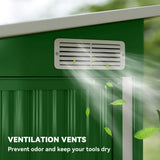 Outsunny 7.5 x 4.3ft Metal Garden Storage Shed, Waterproof Outdoor Shed with Triple Lockable Door, Gloves, Vents, Green