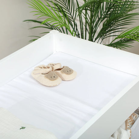 AIYAPLAY Baby Changing Unit with 4 Storage Drawers, Mat for Bedroom Nursery, 84 x 84.5 cm, White