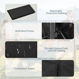 Outsunny Outdoor Folding Garden Trolley on Wheels, Capming Cargo Wagon Cart Trailer w/ Handle, Wheels for Beach Garden, Black