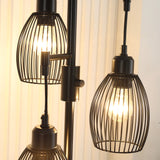HOMCOM 3-Light Floor Lamp, 170cm Industrial Dimmable Standing Lamp with Steel Wire Cage Lampshades for Living Room, Bedroom, Dining Room, Study, Black