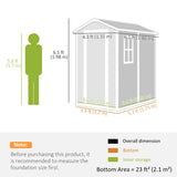 Outsunny 4 x 6ft Garden Shed, Plastic Shed with Floor, Window, Lockable Door and Vents, Resin Tool Shed for Outdoor Patio Storage, Zero Maintenance, Grey