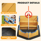 Outsunny Kids Sand Pit, Children Pirate Ship Sandbox with Bench, Bottom Liner, Seat, Natural Wood Tone