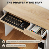 HOMCOM 100cm Compact Computer Desk with Keyboard Tray, Home Office Desk with Drawer for Bedroom Study, Oak