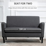 HOMCOM Linen Modern-Curved 2-Seat Sofa Loveseat w/ Thick Cushion Wood Legs Foot Pads Single Compact Home Furniture Grey