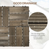 Outsunny 27 Pcs Wooden Interlocking Decking Tiles, Outdoor Flooring Tiles for Patio, Balcony, Terrace, Hot Tub, 30 x 30 cm per Piece, 2.5 per Pack, Charcoal Grey