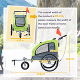 PawHut Dog Bike Trailer Pet Stroller Cart Carrier for Bicycle 360 Rotatable with Reflectors 3 Wheels Hitch Coupler Push/ Pull/ Brake Water Resistant Green