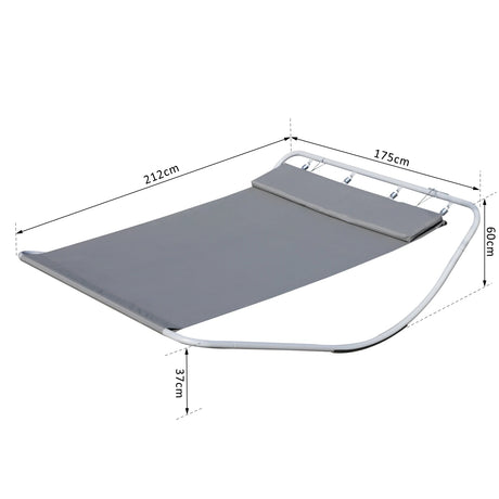 Outsunny Rocking Sun Lounger, Double Garden Lounger Sunbed with Headrest Pillows, Texteline Outdoor Rocking Chair Swing Hammock Daybed with Metal Frame for Patio, Terrace, 212 x 175 x 60 cm, Grey