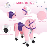 HOMCOM Rocking Horse Kids Ride on Walking Horse Animal Pony Wheeled Riding Plush Toy w/Sound for 2 Years and Up (Pink)