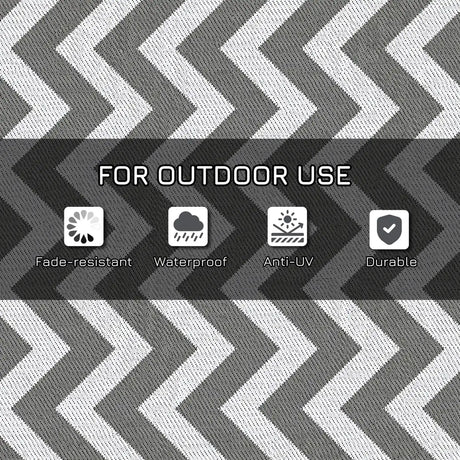 Outsunny 121 x 182 cm(4x6ft) Outdoor Rug Reversible Mat Plastic Straw Rug Portable RV Camping Mat for Garden Deck Picnic Indoor, Light Grey & White