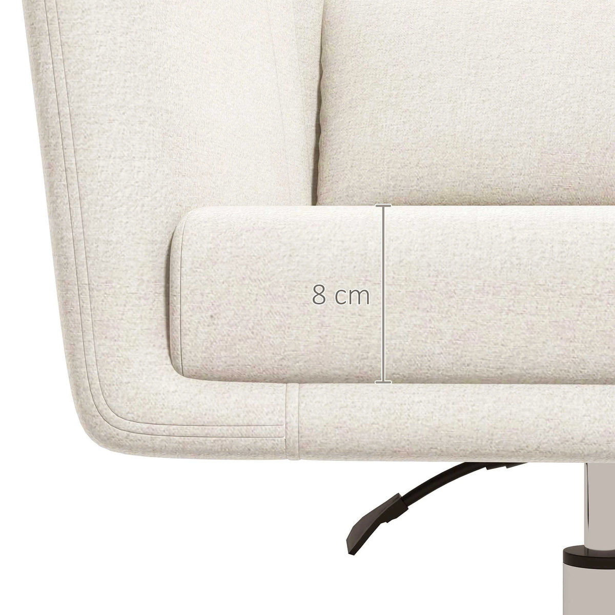 HOMCOM Modern Accent Chair with Swivel Base, Height Adjustable Arm Chair with Pillow for Living Room, Bedroom, Cream White