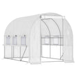 Outsunny Walk-in Polytunnel Greenhouse Green House with Roll-up Sidewalls, UV-resistant PE Cover, 3 x 2 x 2m, White