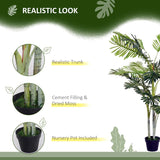 Outsunny Artificial Tree, 150cm Tropical Palm Tree, Fake Plants in Pots, Faux Green Plant for Indoor Outdoor Home Office Living Room Decoration