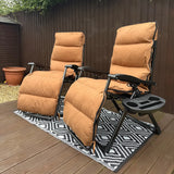 Outsunny Set of Two Reclining Sun Loungers, with Cushion - Brown