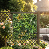 Outsunny Grass Wall Panels, 100 x 100 cm Artificial Grass Wall Decor with Tie Connectors, Greenery Backdrop Panels, Green