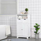 kleankin Bathroom Cabinet, Free Standing Bathroom Storage Cabinet with 2 Drawers and Adjustable Shelf, Small Bathroom Storage Unit, White