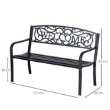 Outsunny 126Lx60Wx85H cm Steel Bench-Black