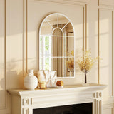 HOMCOM 90 X 61cm Arched Grid Mirror - White