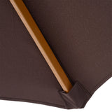 Outsunny 3(m) Garden Parasol, Pulley Operated Patio Umbrella, Wooden Parasol, Table Market Umbrella with Rope Pulley Mechanism and 8 Ribs, Coffee