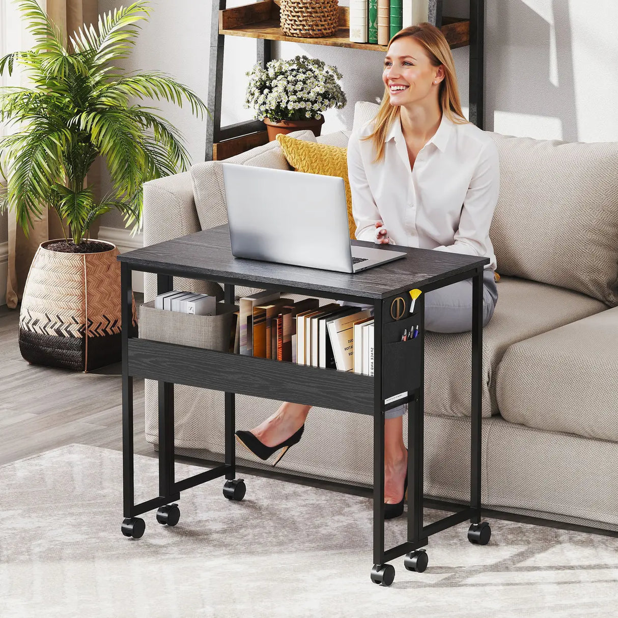 HOMCOM 80 cm Drop Leaf Writing Work Desk - Black