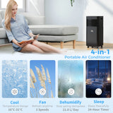 HOMCOM 8000 BTU 4-In-1 Portable Air Conditioner Unit Cooling Dehumidifying Ventilating  for Room up to 27m2, with Fan, Remote, 24H Timer, Window Mount Kit, R290, A Energy Efficiency